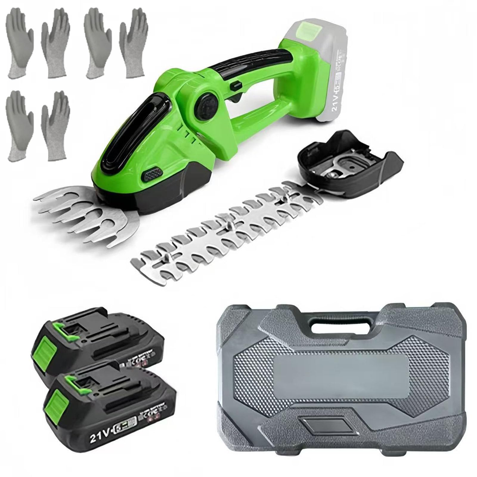 Tagliasiepi e cesoia per erba a batteria da 21 V per attrezzi da giardino, con batteria da 1500 mAh per la manutenzione del giardino, la rifinitura del prato e la potatura.