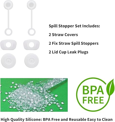 Miniatura 5 de Tapón antiderrames para vaso Stanley Cup de 40 onzas y 30 onzas con asa, incluye funda para popote reutilizable, tapón para fugas y tapa de tapón