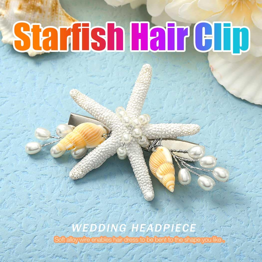 CASDRE Starfish Hair Clip Sea Shell Beach Wedding Hair Accessories for Women - Image 2