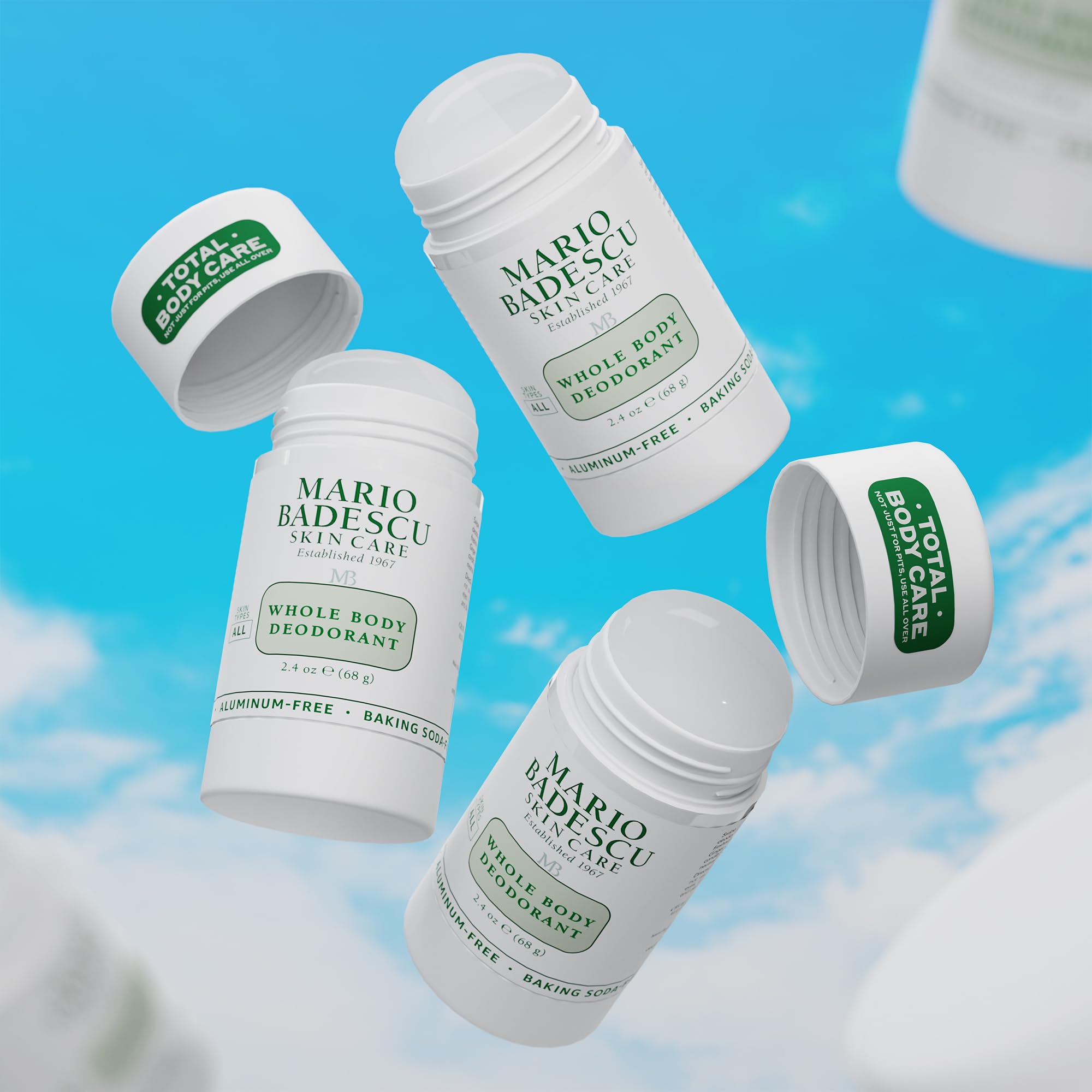 Mario Badescu Whole Body Deodorant for Women and Men, Baking Soda & Aluminum Free, Lightweight All Over Deodorant, Full Body Odor Eliminator for Travel & Daily Use, Non-Irritating, 2.4 Oz