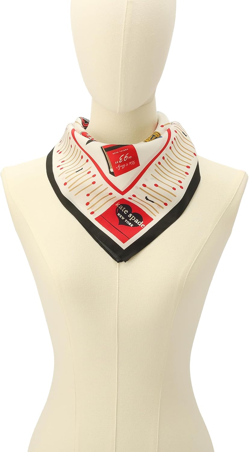 Kate Spade Women's Matchbook Toss Silk Bandana, Stylish & Lightweight Fashion Accessory