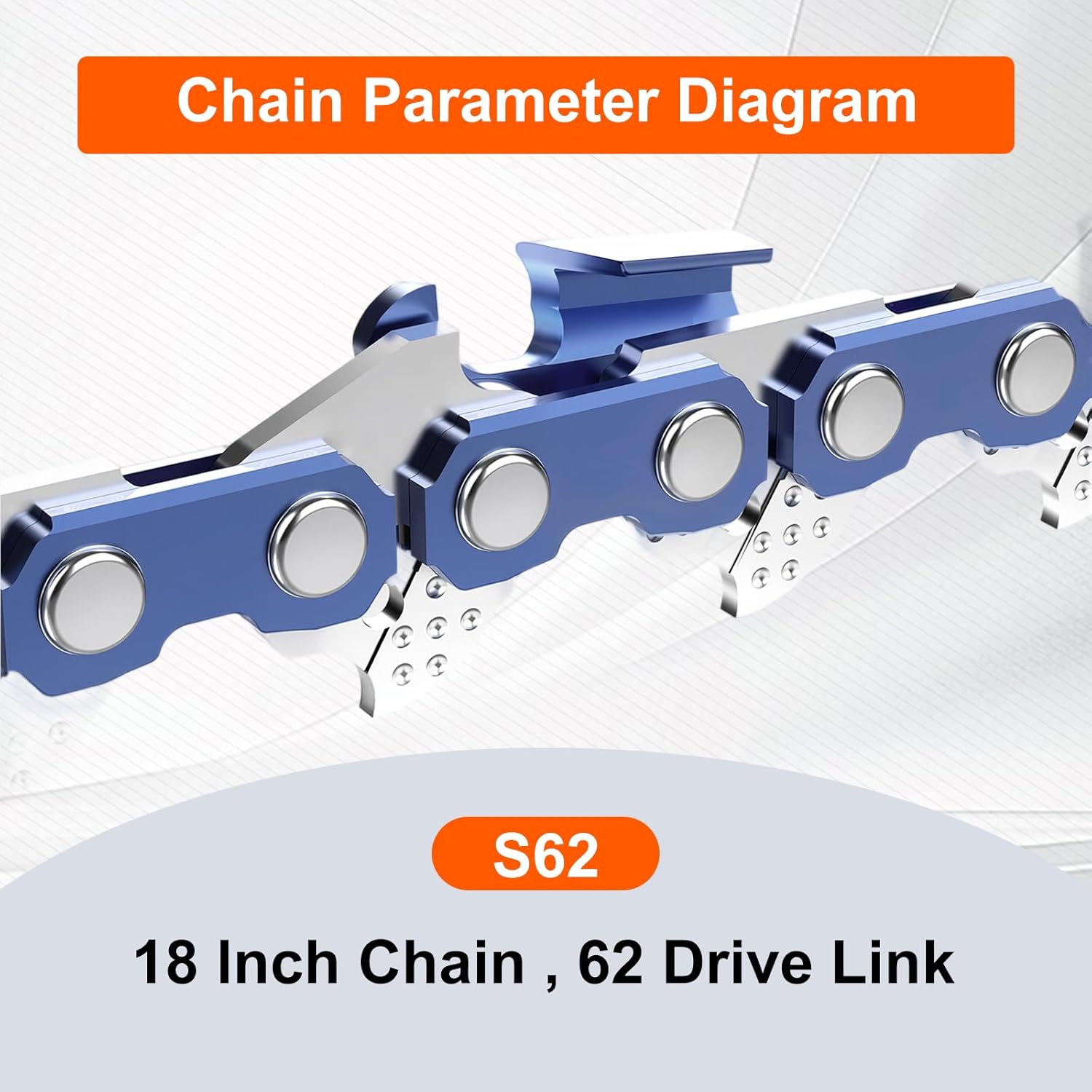 NEO-TEC 18 Inch Chainsaw Chain 3 Pack - S62-0.050" Gauge, 3/8"LP Pitch, 62 Drive Links Fit for Poulan, Kobalt, Echo, Ego, Greenworks Chainsaw and More - Image 2