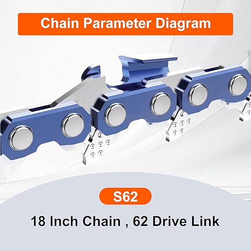 Miniatura 2 de NEO-TEC Paquete de 3 cadenas de motosierra de 18 pulgadas - Calibre S62-0.050", Paso 38"LP, 62 eslabones de transmisión aptos para motosierra
