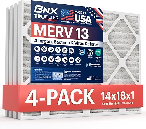Miniatura 58 de BNX TruFilter - Filtro de aire 14 x 25 x 1 MERV 8, electrostático plisado para defensa contra polvo y mascotas, para aire acondicionado, HVAC