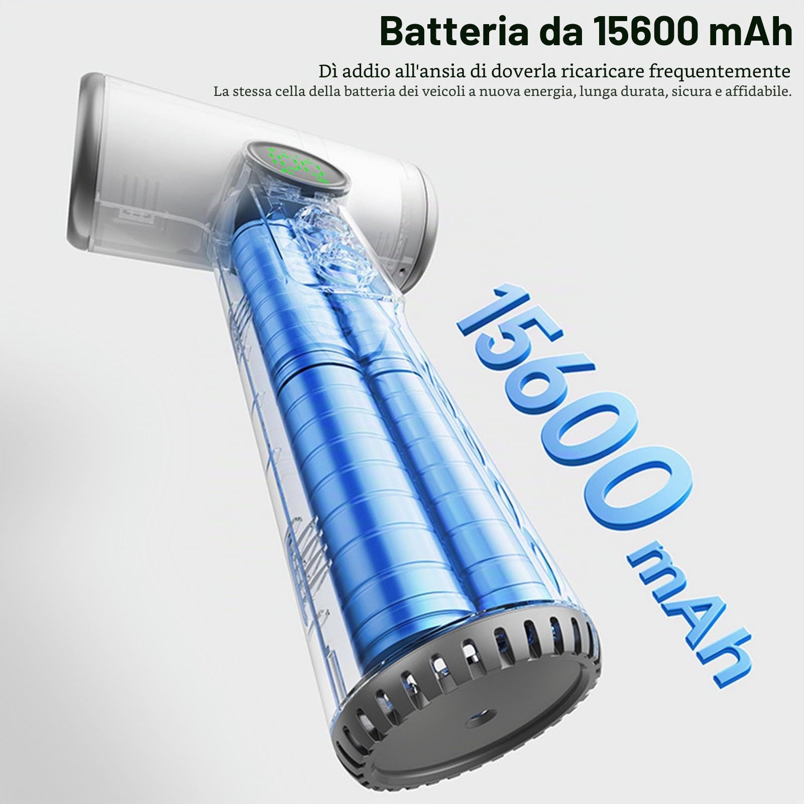 Bewinner Asciugacapelli a Corda con Batteria Ricaricabile da 15600 MAh e Ricarica USB, Freddo/caldo Regolabile, Asciugatura Rapida, Asciugacapelli Portatile per Viaggi, Campeggio