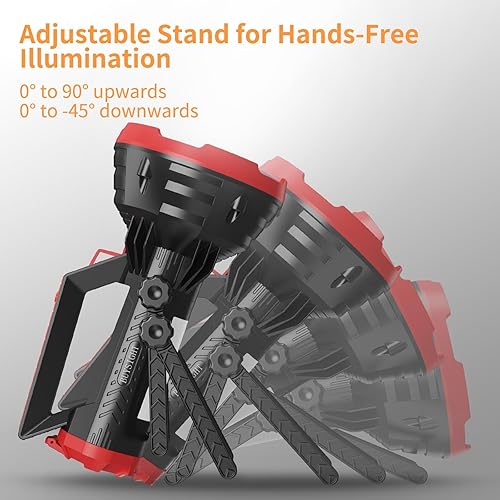 Miniatura 6 de BUYSIGHT Linterna de foco recargable, 1000,000 lúmenes, rango de 600 yardas, IP65, impermeable, reflector grande de mano con lente roja, luz de