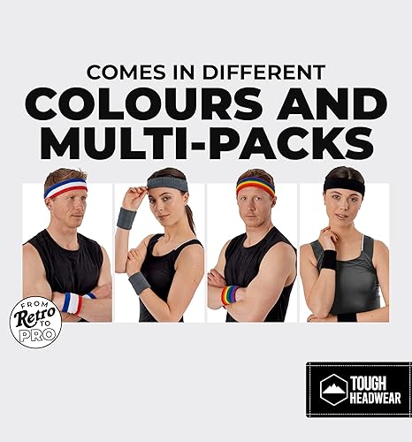 Miniatura 6 de Juego de bandas para el sudor, bandas para el sudor para la cabeza y la muñeca, bandas de tela de rizo para tenis, entrenamiento, deportes,