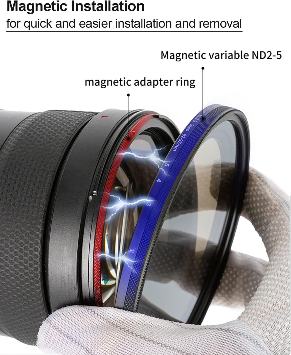 Kase 77mm Wolverine Magnetic Variable ND Neutral Density Filter ND3-ND32 (1.5-5 Stops) with Magnetic Adapter Ring for Camera Lens,Shockproof Tempered Optical Glass Multi Coated,No X Cross