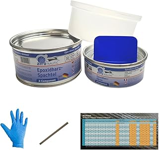 Nautic Set Epoxidharz-Spachtel 600g PLUS 4 Handschuhe ein Rührstab schnell härtend gut schleifbar hervorragende Haftung auf zahlreichen Untergründen