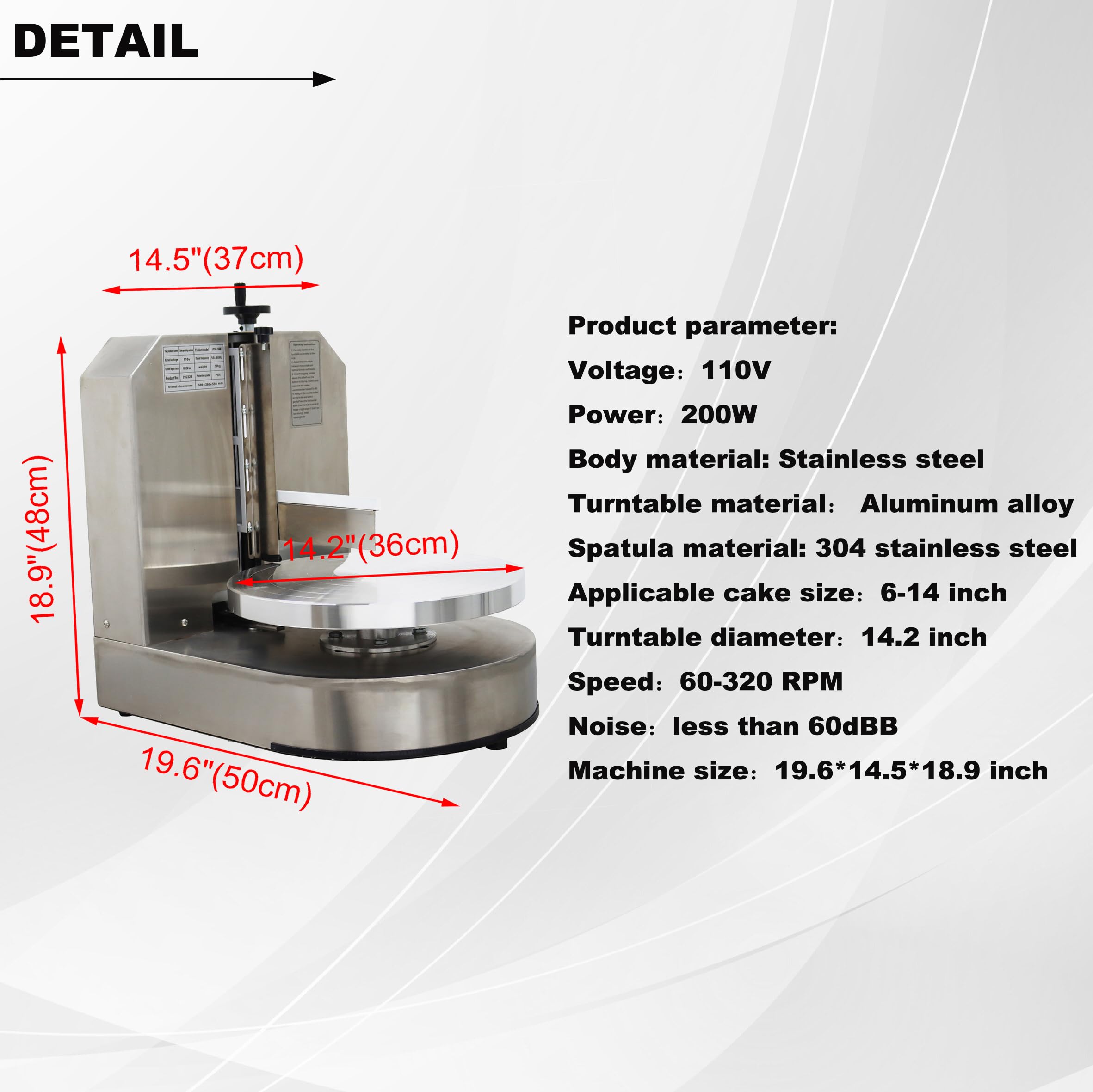Banfluxion 110V Fully automatic Electric Cake Decorating Machine Commercial Cake Decorating Coating Machine 60-320 RPM Electric Cake Cream Spreading Coating Smearing Machine for 6-14inch Cake, 200W