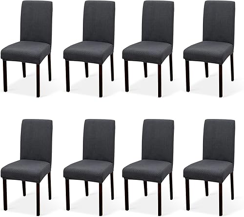 Argstar Paquete de 8 fundas de jacquard para silla, fundas elásticas sin brazos para asiento de comedor, fundas protectoras de elastano para sillas