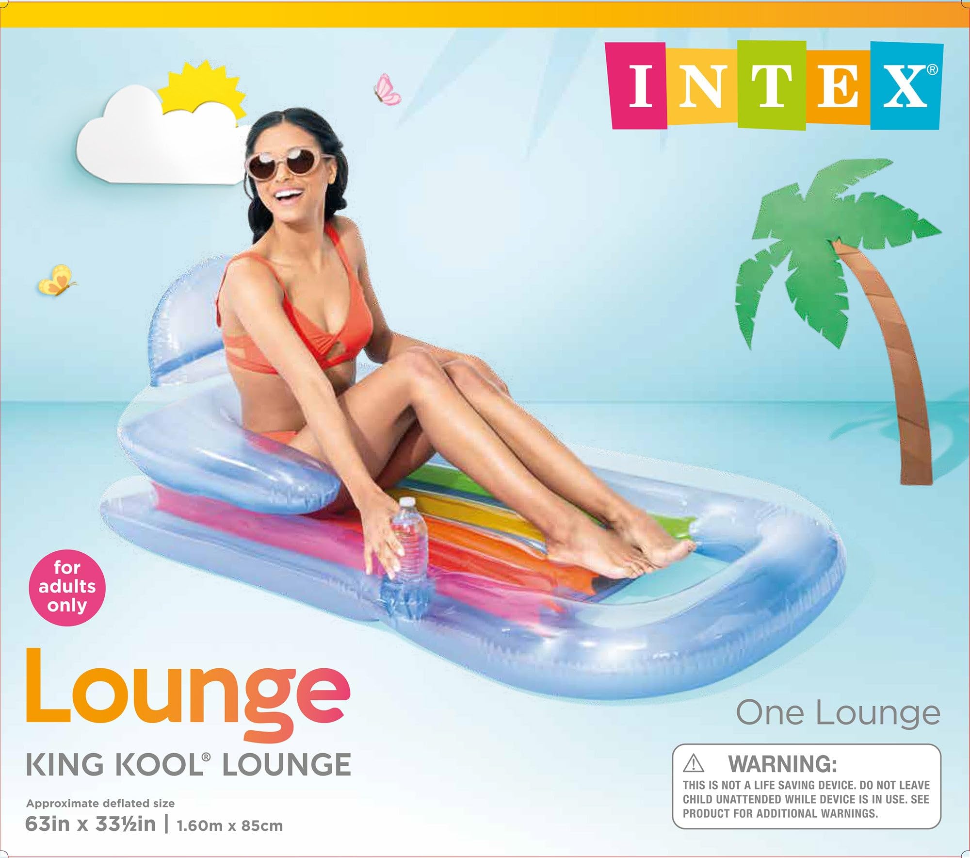Intex King Kool - Juego de regalo inflable azul y plateado nacarado, paquete de 2, 63 x 33.5 pulgadas