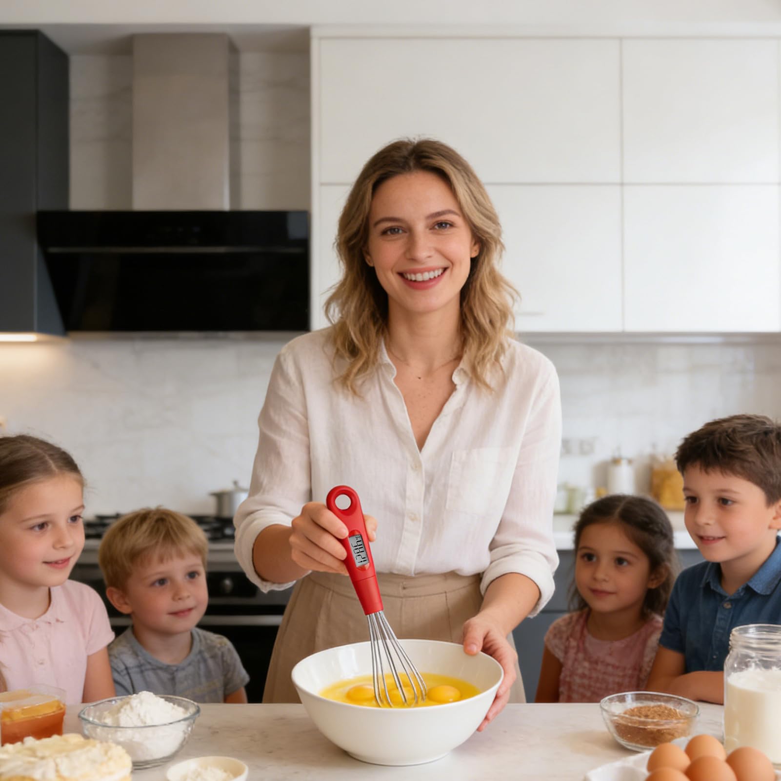 Frusta Per Uova 2 in 1 Termometro di Precisione Resistente al Calore | Tester Digitale da Cucina per Uova Per Preparazione Pasti, Dolci, Dessert, Cottura, Intingoli E Mescolatura Per Uso