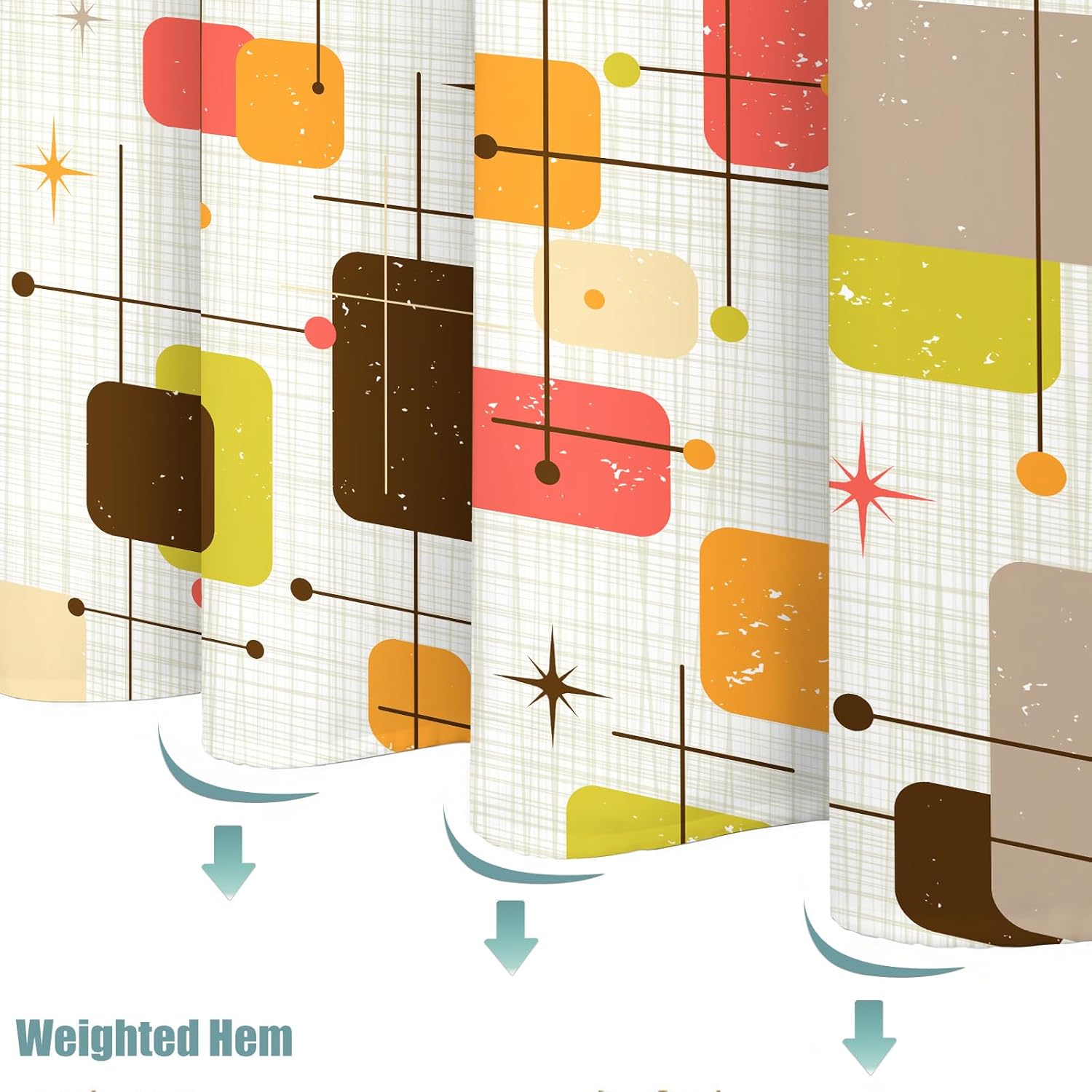 Pop Art Geometric Shower Curtain Set Abstract Blocks Print Waterproof Bathroom Decor Modern Colorful Home 72x72 Inch