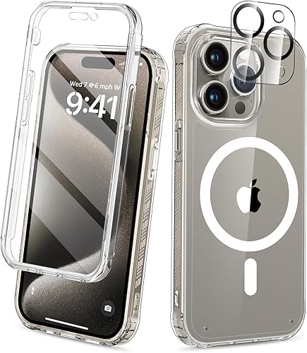 Miniatura 8 de Funda para iPhone 15 de cuerpo completo, protector de pantalla integrado, con protector de lente de cámara, [antiamarilleamiento], funda protectora