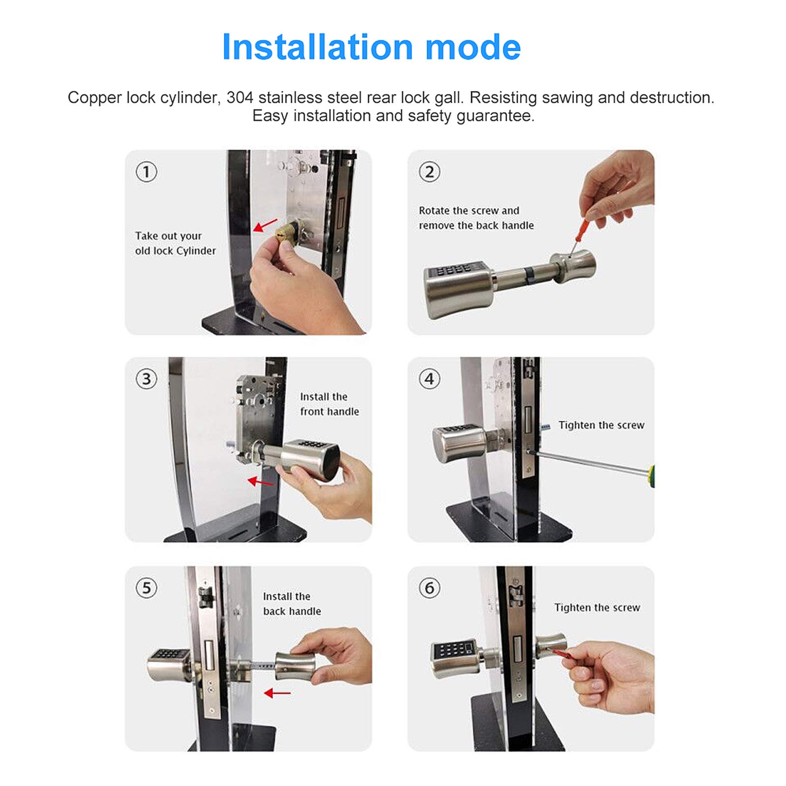 Smart Lock APP Keyless Electronic Door with Fingerprint BT Password Key Security Core