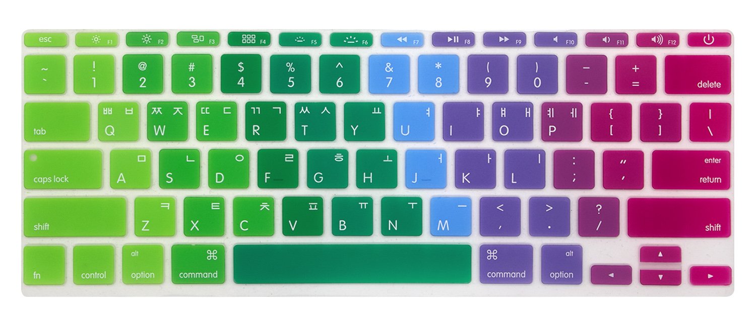 HRH Korean Silicone Keyboard Cover Skin Skin Protector for MacBook Air 11.6 Inch for MacBook 11" A1370 A1465 USA Layout Keyboard Protector Keyboard Protective Film-Dazzle Rainbow