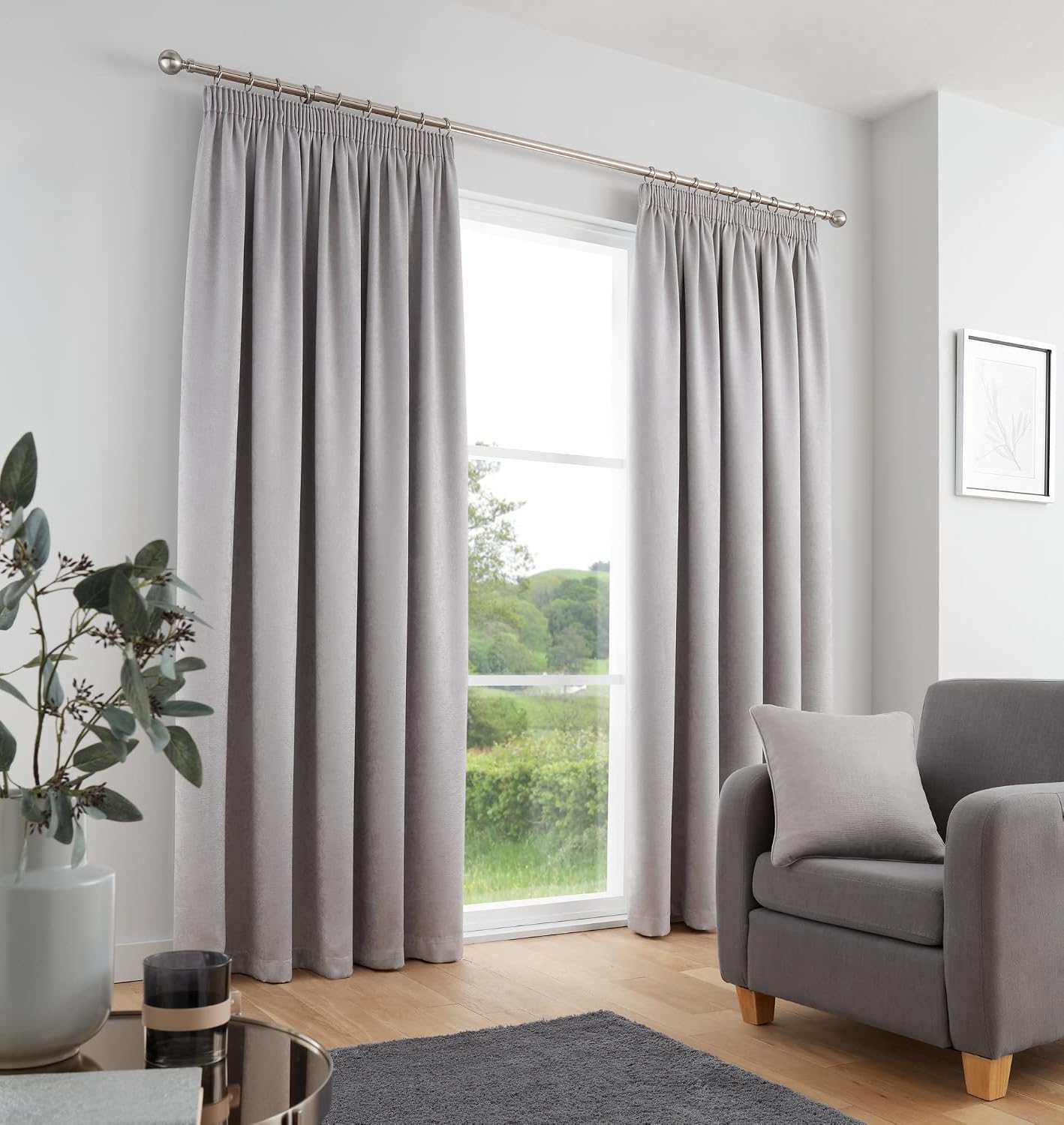 Fusion - Duck Egg Curtains W46 x L54" (117 x 137cm) - 100% Cotton - 2x Panels - Pencil Pleat Curtains in Blue - Soundproof Curtains & Thermal Curtains for Bedroom - Duck Egg Pleated Curtains & Drapes