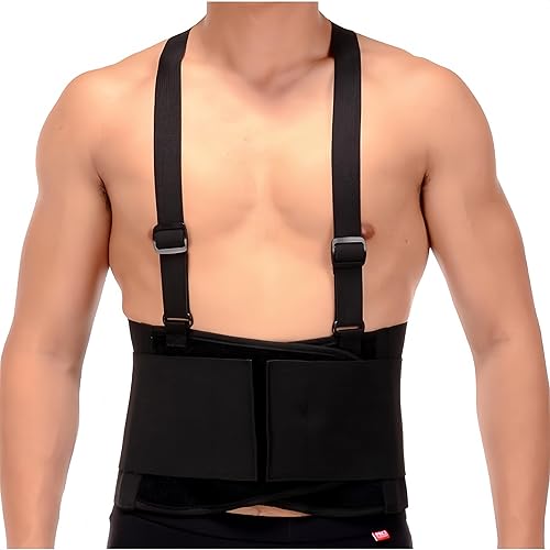 Soporte lumbar para espalda baja, cinturón de soporte con correas ajustables y tirantes para hombres y mujeres, para aliviar el dolor de espalda,