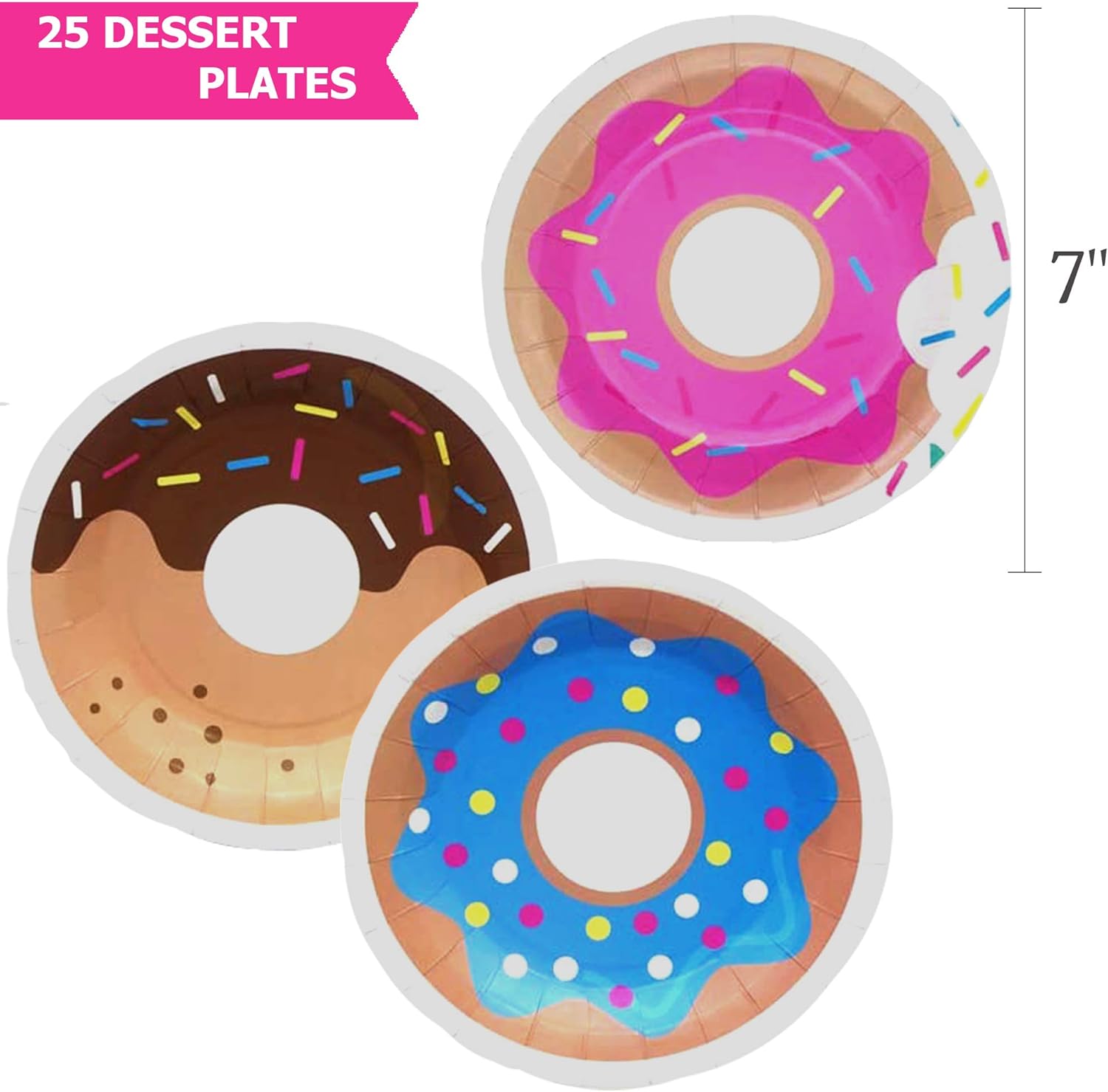 Donut Party Supplies (Donut Plates, Cups, Napkins, Straws (25 serves))