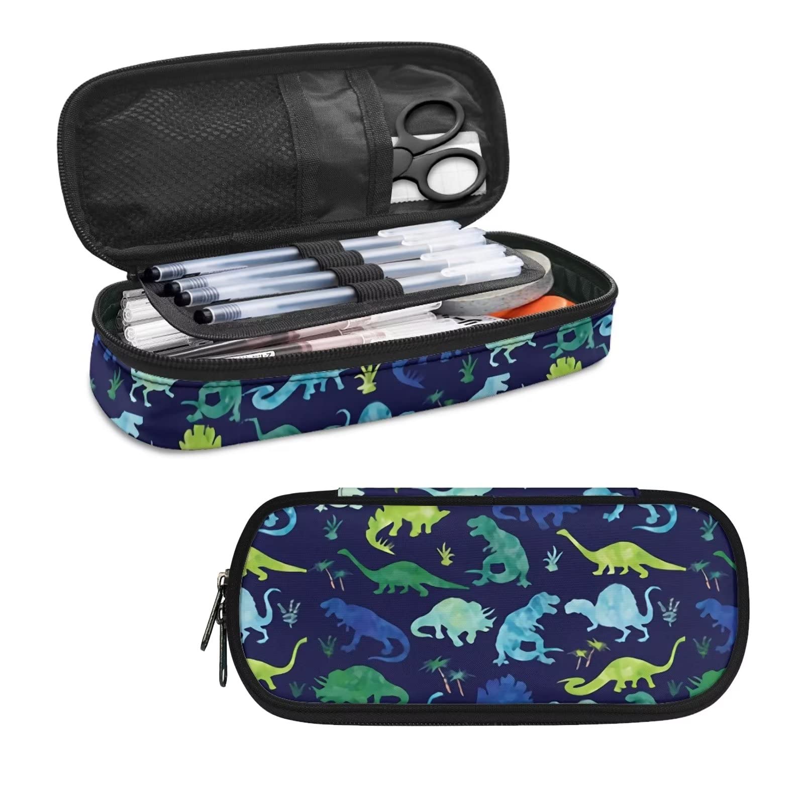 HELLHERO Dinosaur Pencil Case for Boys Girls Kids Pen Bag School Pencil Pouch Sturdy Pen Holder Box Stationery Organzier Markers Cases for Women Men School Office Gifts