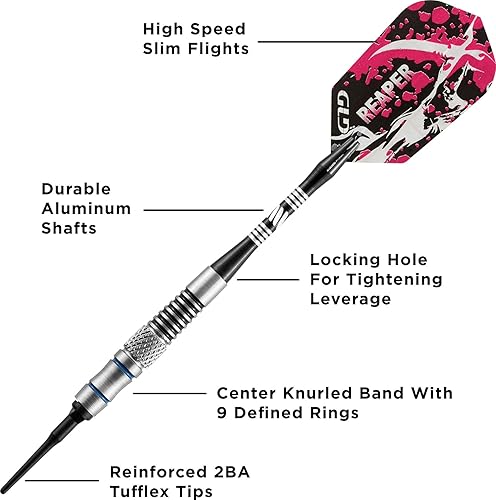 Miniatura 9 de Viper Grim Reaper - Dardos de punta suave de tungsteno 80% con estuche de almacenamientoviaje