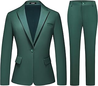 Womens Suit 2 Piece Set Business One Button Peak Lapel Blazer Jacket wit...