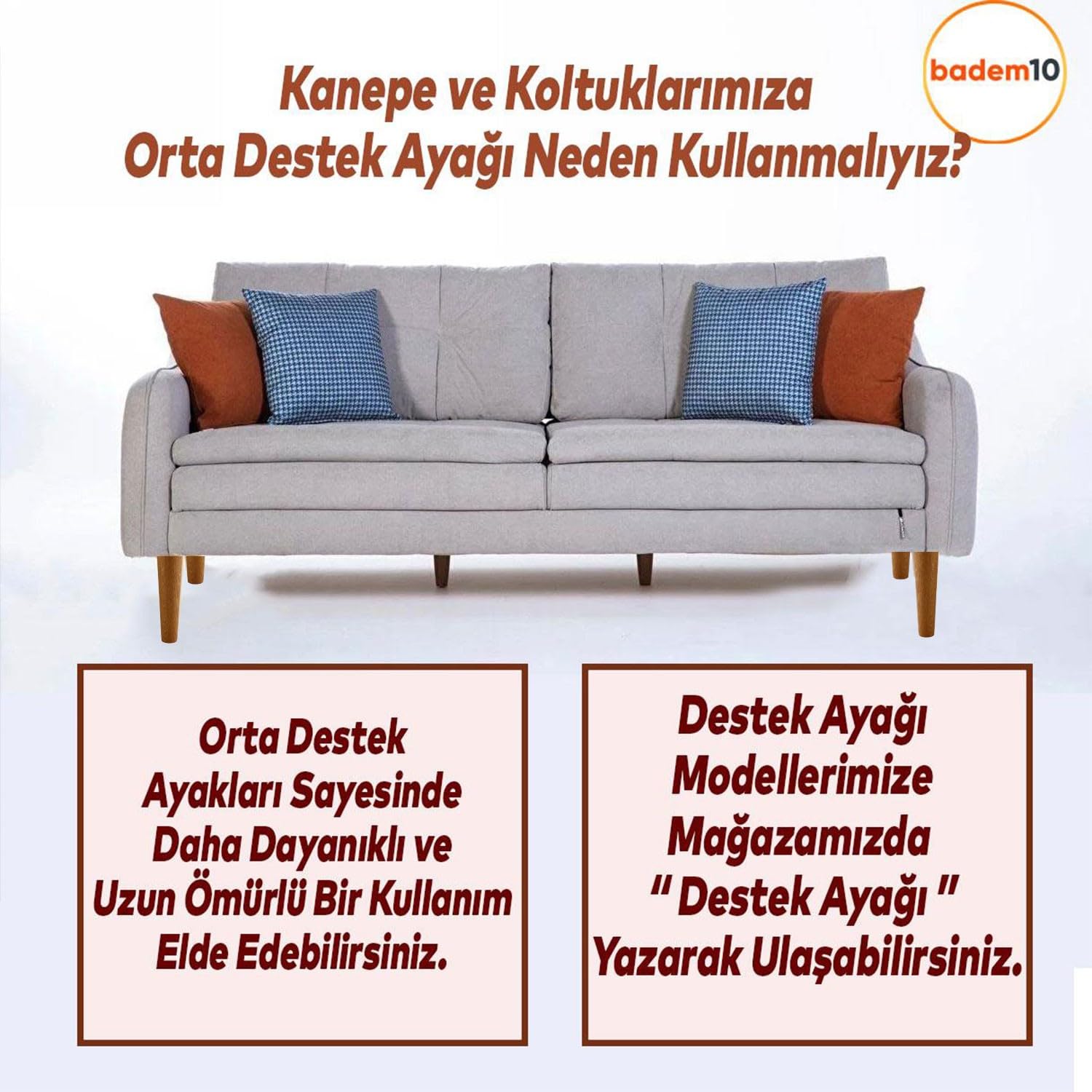 4'lü Set Ahşap 12 cm Mobilya Koltuk Kanepe Sehpa Masa Ayağı Ayakları M8 Civatalı Bağlantı Aparatlı