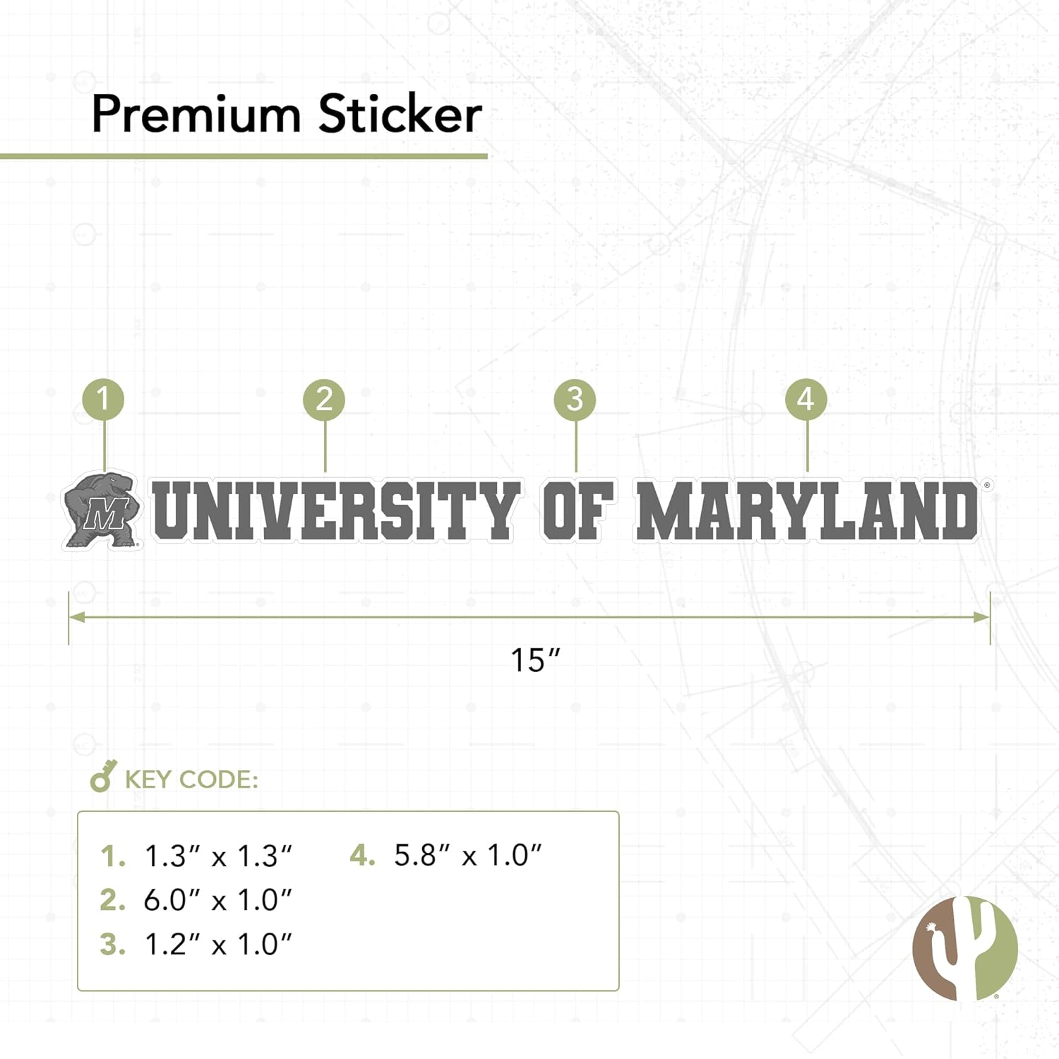 Desert Cactus University of Maryland Terrapins UMD Terps Name Logo Vinyl Decal Laptop Water Bottle Car Scrapbook (15 Inch Sticker) - Image 2