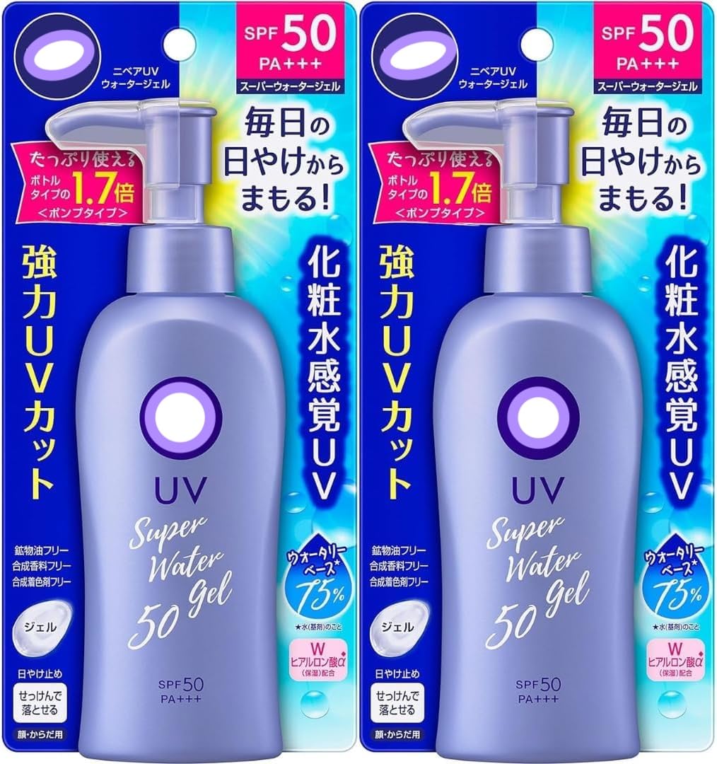 Japanese sunscreen Ni-vea Super Water Gel Pump SPF50 PA+++ 4.9oz (Set of 2）