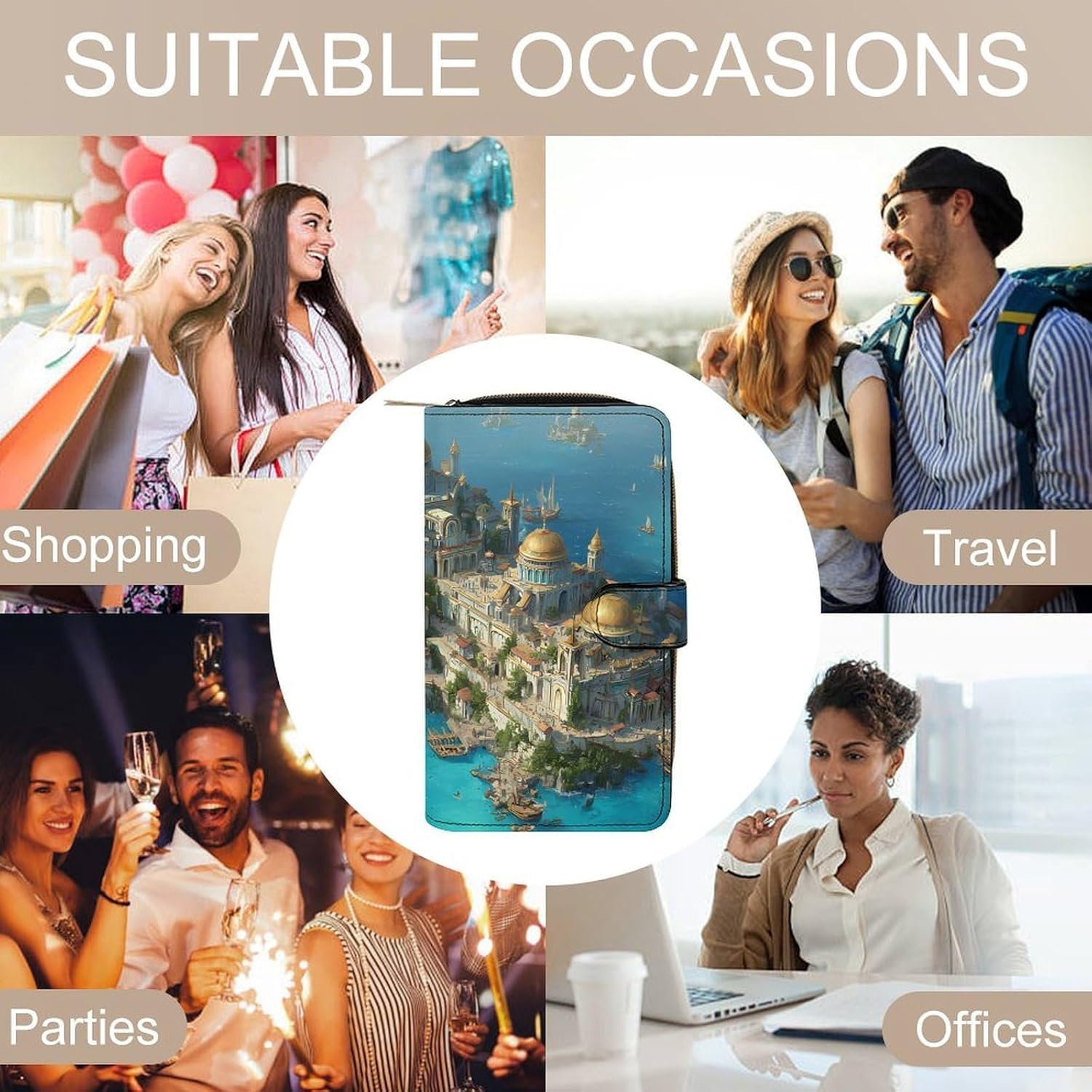 Fantasy City Built on Island Womens Wallet for Men Slim Purse Clutch Handbag with Card Holder