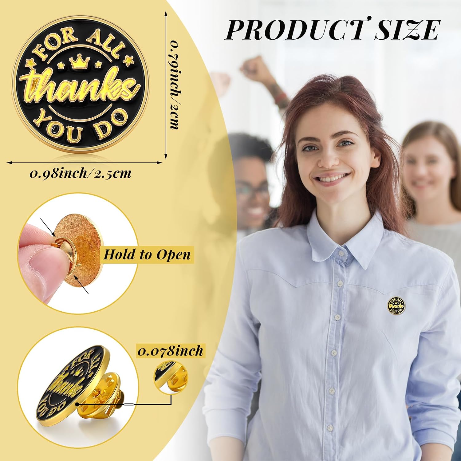 Ceenna 50 Pcs Employee of The Month Lapel Pin Bulk Star Recognition Appreciation Gift Enamel Gold Plated Performance Reward Gift for Staff Team Volunteer Nurse Teacher(Thanks for You Do)
