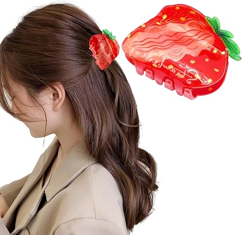 Hapdoo 1pc Strawberry Hair Clips, Small Cute Strawberry Hair Accessories Hair Cl