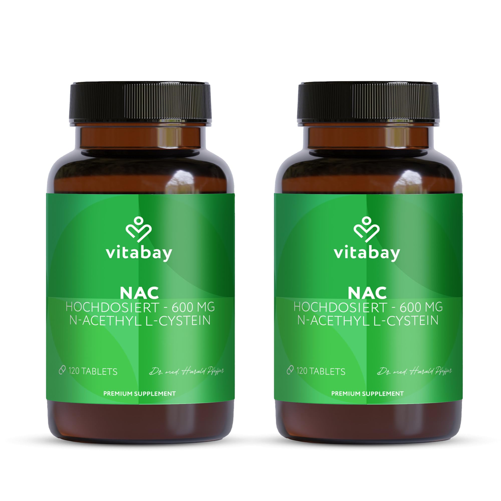 Vitabay NAC 600 mg – 240 vegane Kapseln – 2er Pack – N-Acetyl-L-Cystein hochdosiert – Ohne unnötige Zusatzstoffe & laborgeprüft – Vorrat für 8 Monate