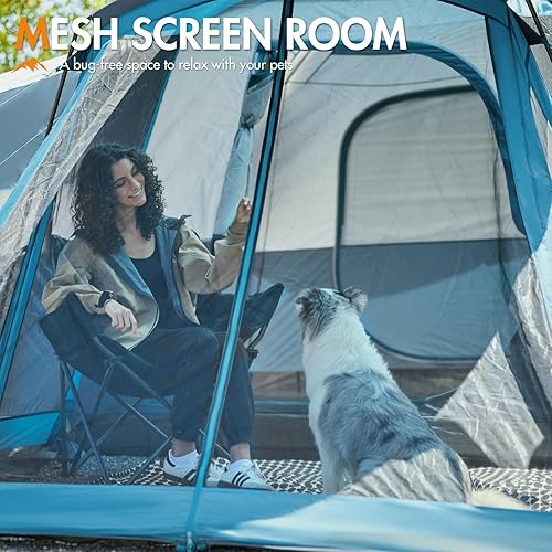 Miniatura 4 de PORTAL Tienda de campaña familiar para 6810 personas con sala de pantalla, tienda de campaña grande resistente al agua con mosca de lluvia, tienda