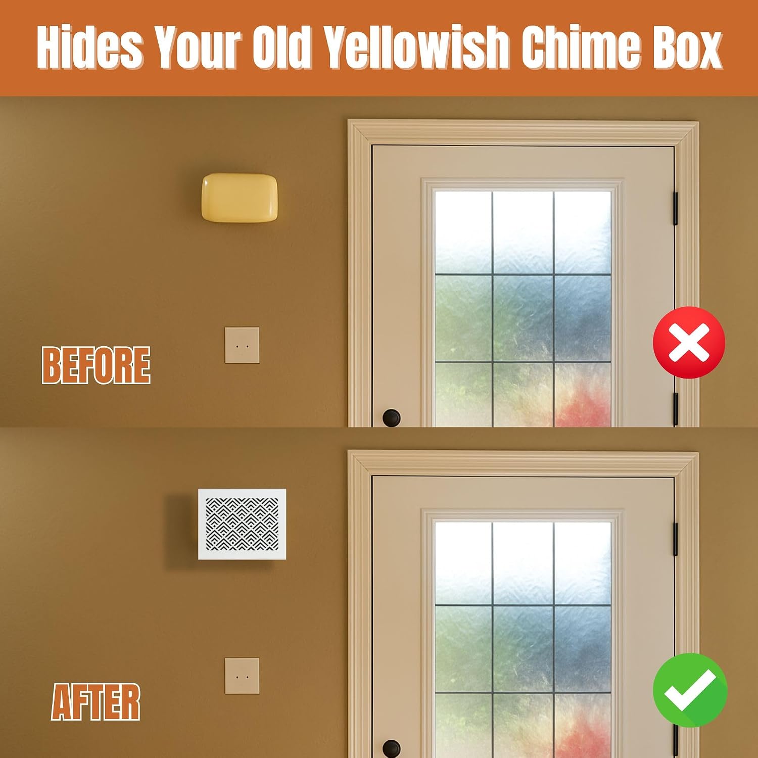 Doorbell Chime Cover Box Only, Aesthetic Wooden Door Bell Chime Box Design Cover for Home Upgrades, Easy Install Decorative Doorbell Cover Box Only