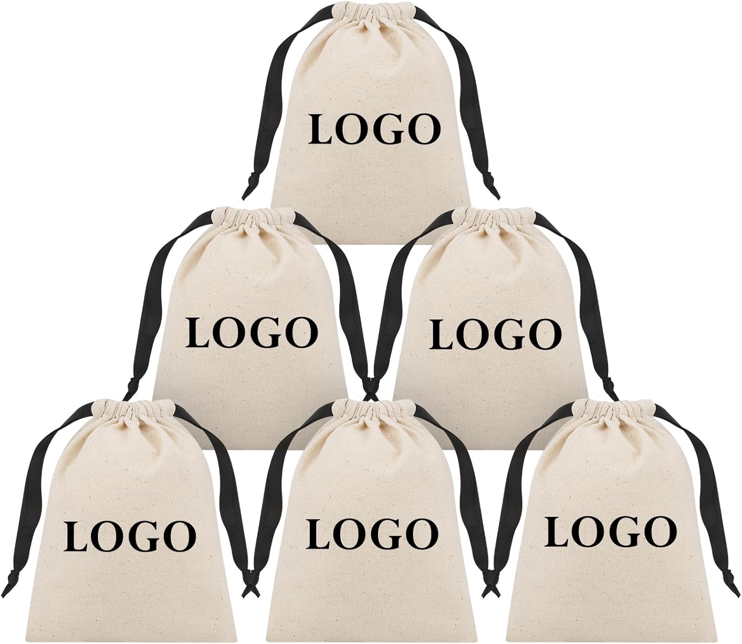 TopTie 50 PCS Custom Cotton Drawstring Bag, Logo Printed Jewelry Pouches Bag Personalized Gift Bag for Wedding Party Activity