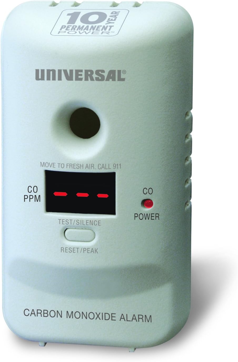 Universal Security Instruments 10 Year Tamper Proof Permanent Power Sealed Battery Carbon Monoxide Smart Alarm with Display Screen, Model MCD305SB