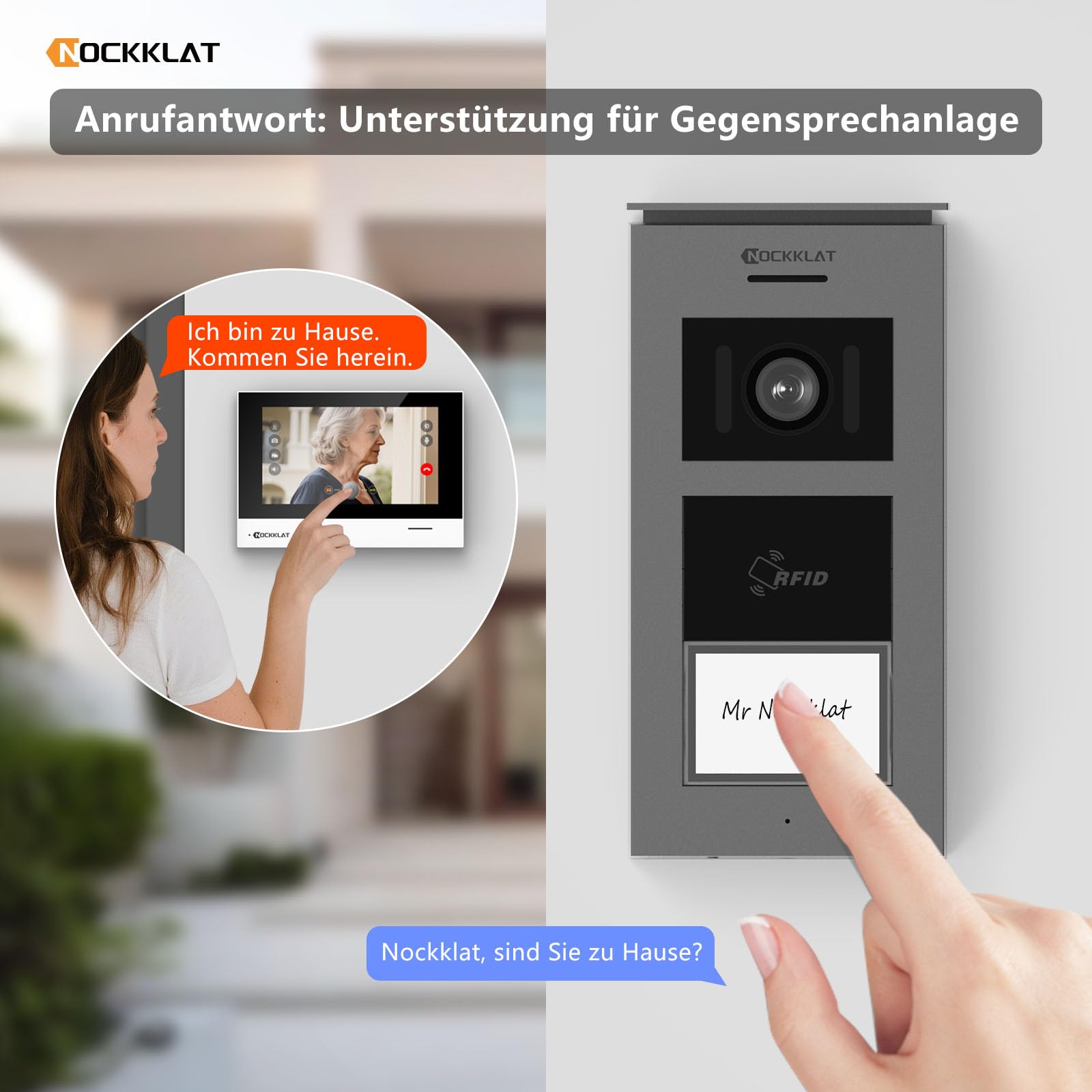 WLAN 2 draht Video-türsprechanlage mit Kamera IP65, 1080p HD, 7 Zoll Touchscreen, Entriegelung familienhaus per App/Swip karte, Bewegungserkennung,Nachtvision, lokale Wetterinformationen