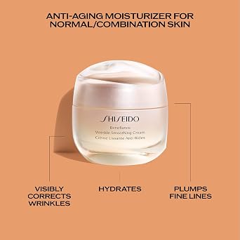 Shiseido Benefiance Wrinkle Smoothing Cream - 50 mL - Anti-Aging Moisturizer for Normal & Combination Skin - Visibly Corrects Wrinkles & Intensely Hydrates - Non-Comedogenic