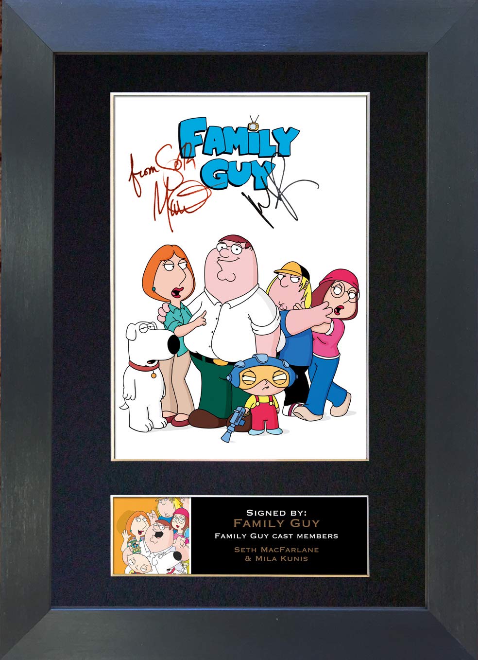 The Autograph Collector Gold,Black Family Guy Signed Autograph Mounted Photo Reproduction Print A4 Rare (297 X 210Mm) #333 (Black Frame)
