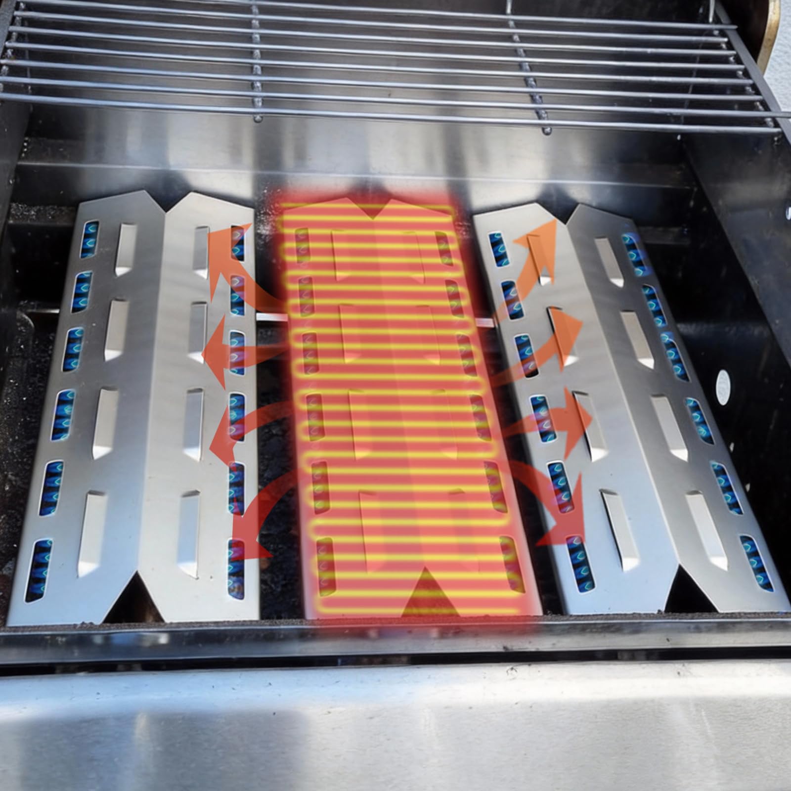 WELL GRILL 39,5 cm Edelstahl Brennerabdeckung Gasgrill Flammenverteiler Ersatzteile für Landmann Triton 2.0 & 3.0, Taino, Burnhard und die meisten Gasgrill, 3er-Pack