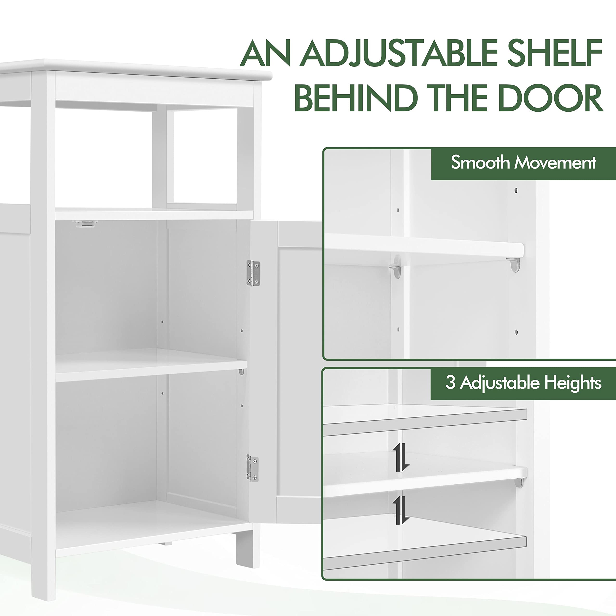 Yaheetech Mobile da Bagno Armadietto da Terra Autoportante Mobiletto in Legno con Ripiano Regolabile Armadio con Anta e Scomparto Multiuso Bianco 45 x 30 x 83,5 cm
