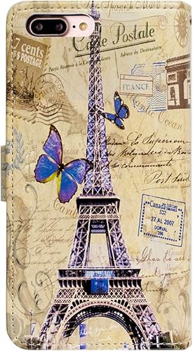 Miniatura 3 de Funda tipo cartera para iPhone 7 Plus/iPhone 8 Plus, Postal de la Torre Eiffel, funda multifuncional de piel con tapa y ranura para tarjeta de