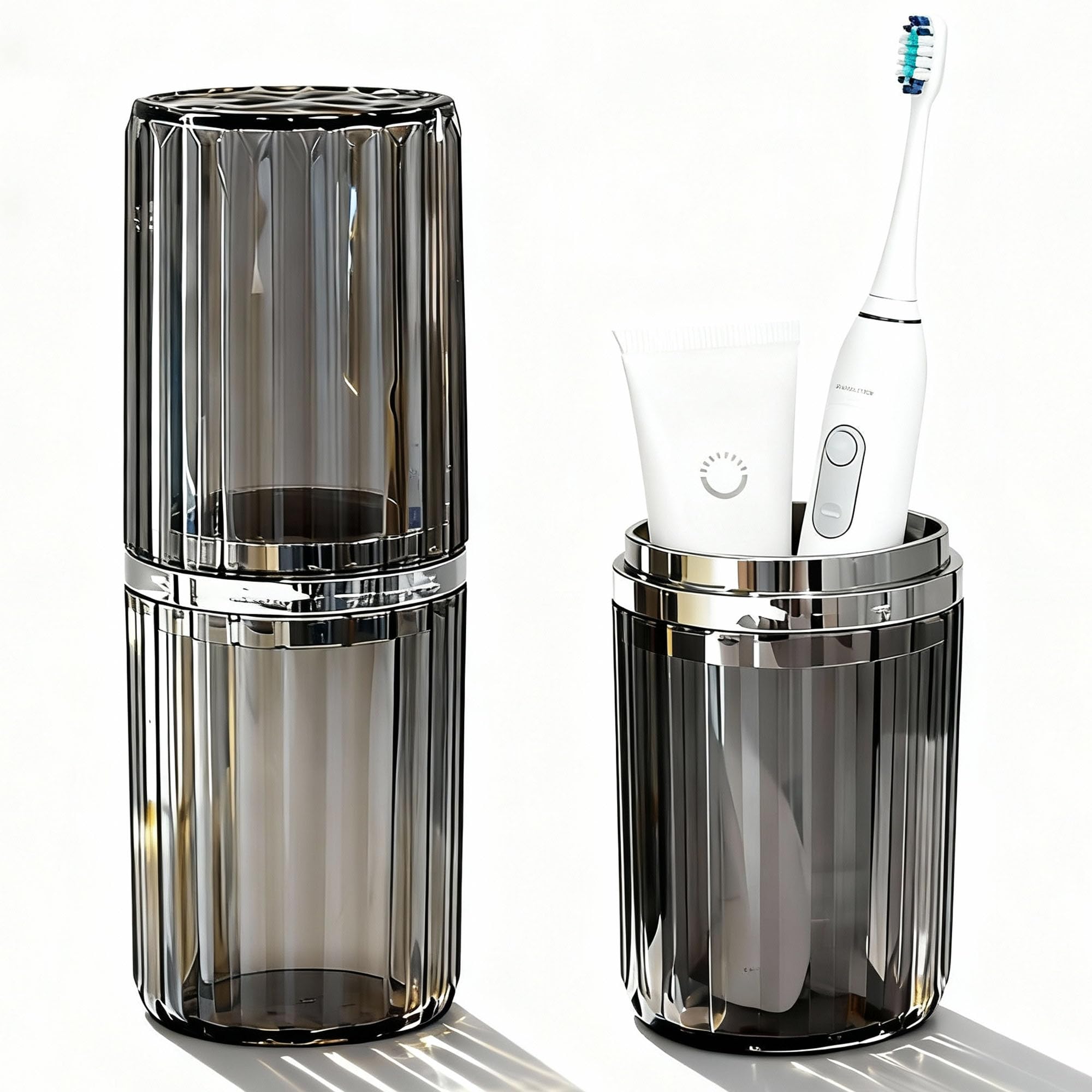 Custodia da viaggio per spazzolino da denti, contenitore multifunzione 2 in 1, antipolvere, portatile, contenitore per spazzolino da denti e dentifricio, per viaggi, bagno, campeggio, viaggi di