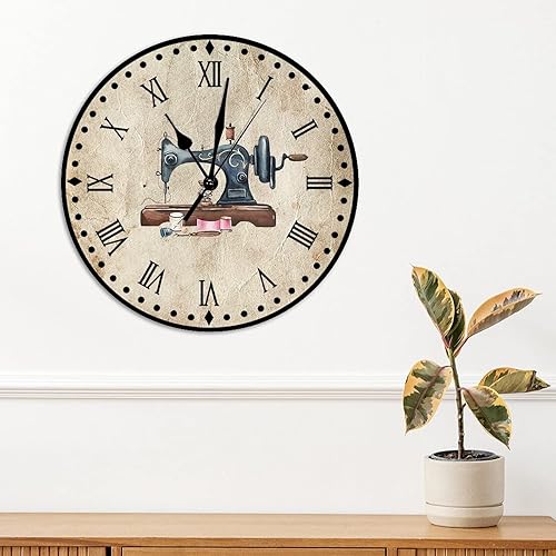 Vista 25 de Relojes de pared de madera para máquina de coser de flores, relojes sin marco, 10 pulgadas, brillante, silencioso, sin tictac, funciona
