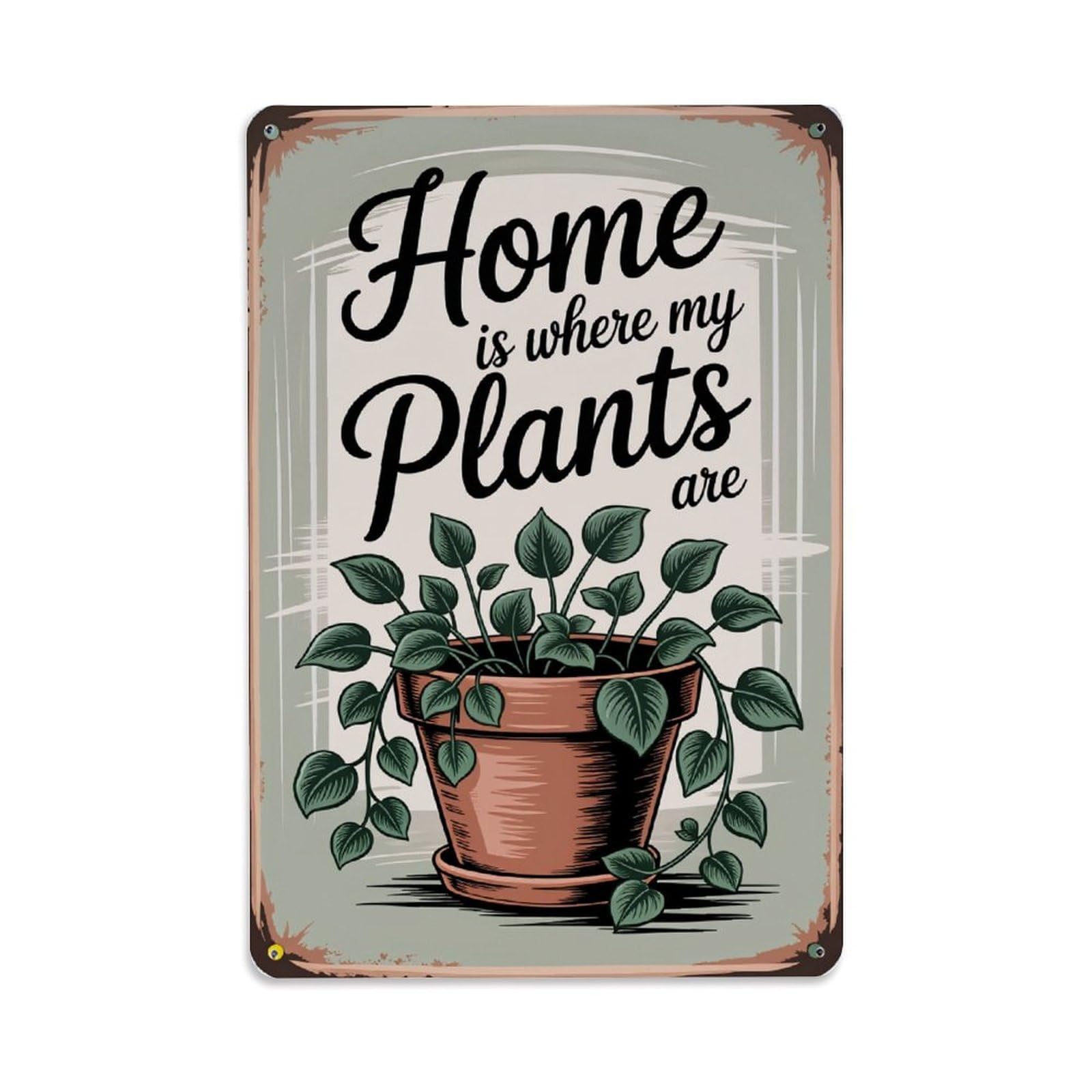 Enderetf Vintage Home Is Where My Plants Are Tin Sign Metal Poster, Home Bar Garage Man Cave Cafe Indoor & Outdoor Wall Decoration 8X12inches