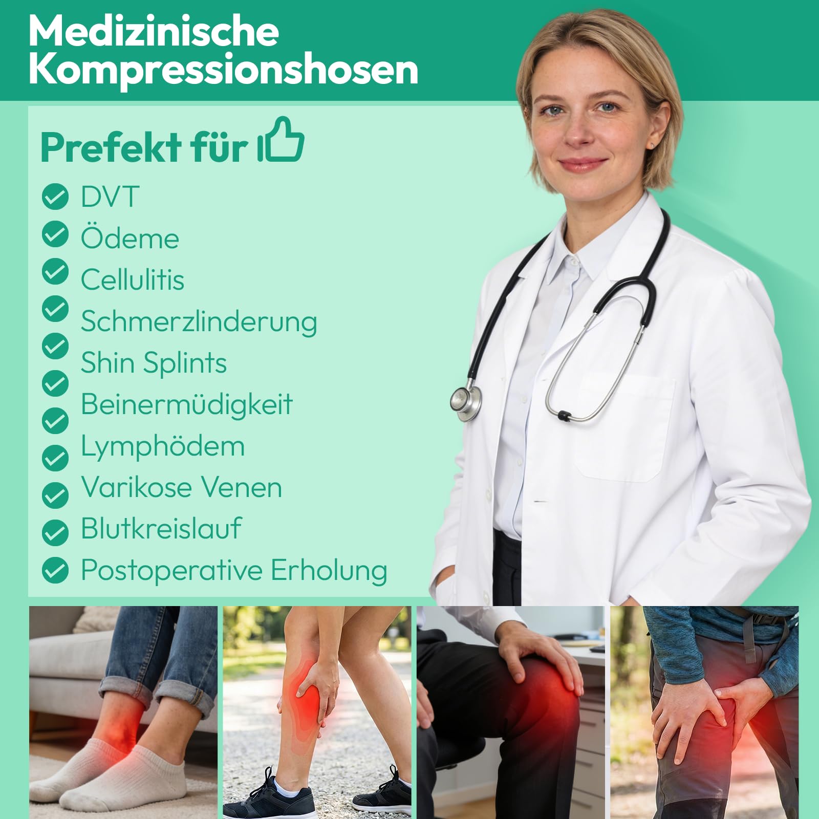 Medizinische Kompressionsstrümpfe Damen, 20-30 mmHg Kompressionsleggins | 2 Paar Kompressionsstrumpfhose Klasse II, Lipödem Leggings für Krampfadern, Ödeme, DVT, Cellulite S-2XL