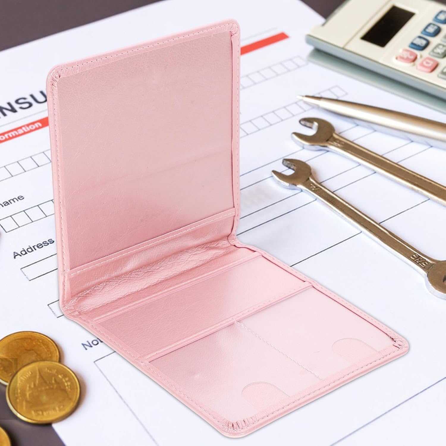 Lurrose Pu Leather Car Document Holder Folding Card Holder Lightweight and Convenient to Carry Insurance and Registration Wallet for Daily Use with Modern Look