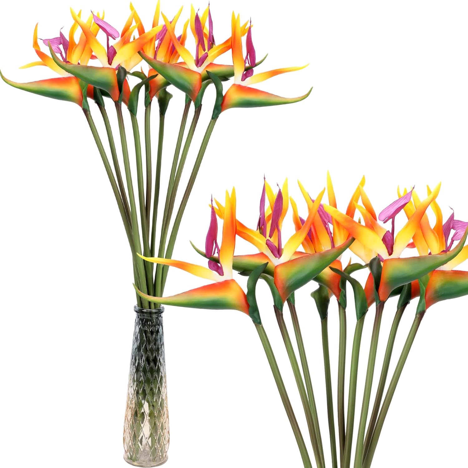 Hanaive 20 Pcs Bird of Paradise Artificial Plant 24 Inches Hawaiian Tropical Flowers